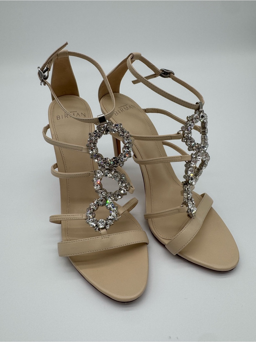 Alexandre Birman Nude Crystal-Embellished Strappy High Heels